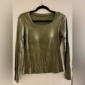 Olive Long Sleeve Built-In Bra Women's Long Sleeve Tee